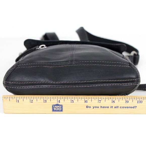 FOSSIL BLACK GENUINE LEATHER KEY CHAIN X-BODY MESSENGER SHOULDER BAG HANDBAG - Picture 14 of 16